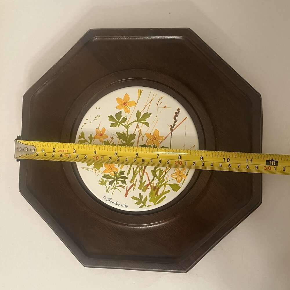 Vintage Floral Goodwood Cheese & Cracker Octagonal Wood Tray NO Glass Dome - Picture 6 of 6